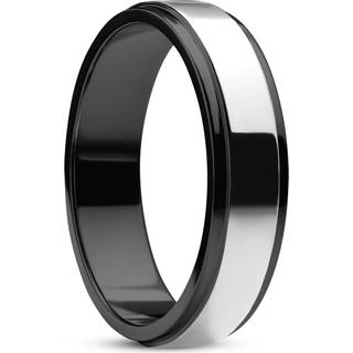 Ferrum | 6 mm Poleret Sort- og Sølvfarvet Rustfri Stålring med Forhøjning