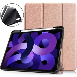 EIDERWOOD iPad Air 11" (2025 / 2024) Litchi Tri-Fold Læder Flip Cover m. Apple Pencil Holder - Rose Gold