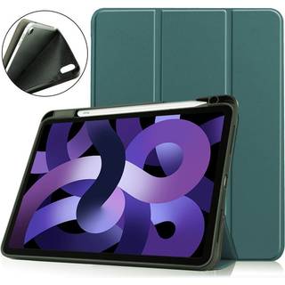 EIDERWOOD iPad Air 11" (2025 / 2024) Litchi Tri-Fold Læder Flip Cover m. Apple Pencil Holder - Grøn