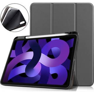 EIDERWOOD iPad Air 11" (2025 / 2024) Litchi Tri-Fold Læder Flip Cover m. Apple Pencil Holder - Grå