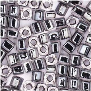 itoshii cube Perlen 3x3mm 6g - Transparent Einzug Schwarz