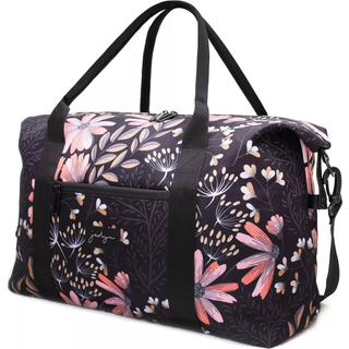 Jadyn Lola Travel Bag Weekender/Overnight Duffel Gym taske til kvindelige m?nd (sort blomster)