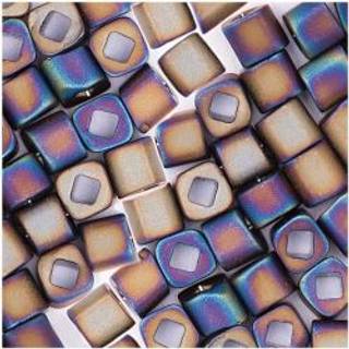 itoshii cube Perlen 3x3mm 6g - Lila Matt Regenbogen