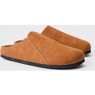 Mens Faux Suede Slip On Mule In Tan