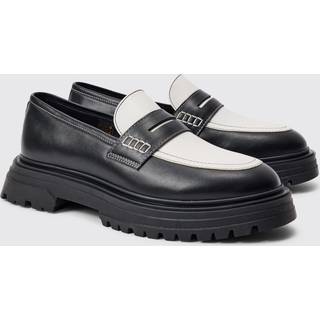 Mens PU Slip On Contrast Chunky Loafer In Black