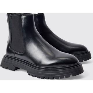 Mens PU Chunky Sole Chelsea Boot In Black