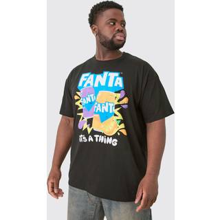 Mens Plus Multi Fanta Printed Licensed T-shirt In Black