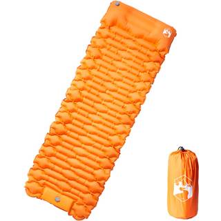 selvoppustelig campingmadras med pude orange