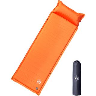 selvoppustelig campingmadras med pude orange
