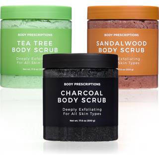 Body Recept Deep Exfoliating Body Scrub - Cruelty-Free Formel til alle hudtyper 17,64 Ounce (pakke med 3) Tea Tree Charcoal Sandelwood