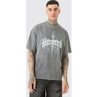 Mens Tall Oversized Homme Cross T-shirt In Grey