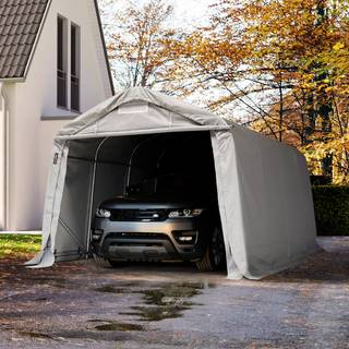3,3x4,8m, Garagetelt, PVC-teltdug, grå, med statikpakke (blød undergrund) - (58316)