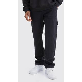 Mens Black Fixed Waist Carpenter Trousers