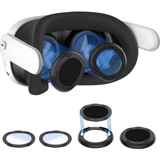 Linse Protector Cover Kit til Meta Quest 3 Protector tilbehør Kompatibelt med Oculus Quest 3 Glasses Spacer Anti-Scratch Ring med blå lysblokeren