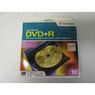 Verbatim Lightscribe 10pk DVD+R Blank Media - Laser Etch Prints Direct to Disc (95116) - 4,7 GB // 120 minutter