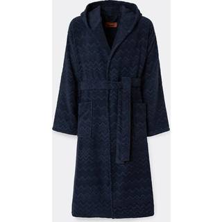 Missoni Bath Linens - 'Chalk' hooded bathrobe, blue in BLUE 100% cotton