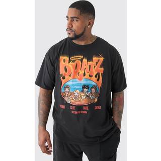 Mens Plus Bratz Flame Print Loose Fit License T-shirt In Black