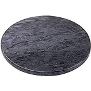 Flexzion Round Marble Cheese Board - 12 tommer sort marmor serveringsplade til charcuterie ostesk?rende konditor