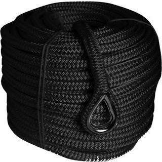 Ankertov med rustfri kovs 1852-Marine, flettet polyester, Ø12 mm, 40 meter, sort
