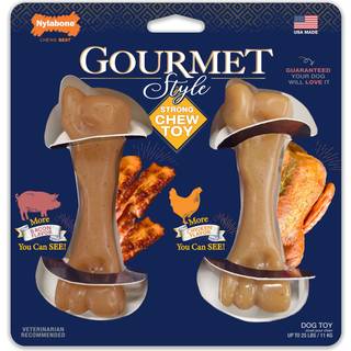 Nylabone Gourmet Style Strk Tyggelegetj Bundt Legetj til Hunde Bacon & Kylling smag Lille - Op til 25 lbs 2 Pack