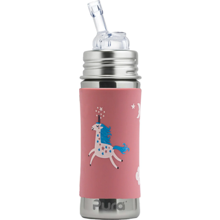 Pura® - Kiki Straw Baby Sutteflaske 6+ mdr. Enhjørning 325ml - Fast flow