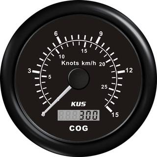 Knobmåler KUS, Ø85 mm, 12 V / 24 V, GPS, sort, 0 - 15 knob + transducer