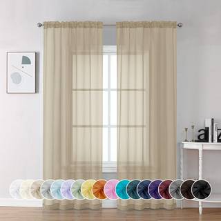 Chyhomenyc taupe rene gardiner 84 tommer længde 2 paneler Lysfiltrering Soft Airy Voile Rod Pocket Sheer Window Drapes Til soveværelse Stue hver