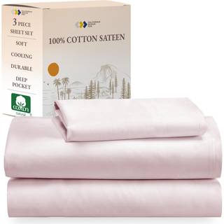 Californien design den blød dobbelt størrelse sengelinter bomuld dobbeltplade sæt med sateen vævet afkølende ark - lyserød