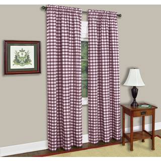 Sweet Home Collection Kitchen Window Curtain Panel Treatment Decorative Buffalo Check Design 84 """" Long Bourgogne