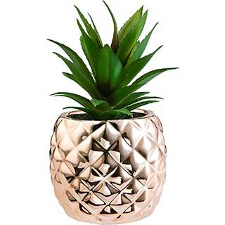 Porcel?nspottet kunstig succulent 7.8 """" Ananas Ananas Plant Home Office Kitchen Window Badev?relsesdekoration (Rose Gold)