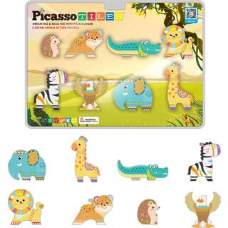 Picassotiles Magnet Byggesten 8 Safari Animal Magnetiserede actionfigurer kompatible med magnetisk samling Byg fliser Toys tilbeh?r Toyset Steam