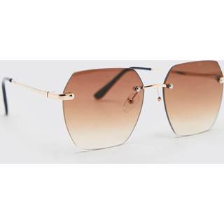 Mens Gold Hexagon Overlay Metal Sunglasses