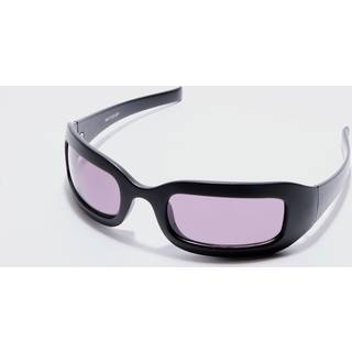 Mens Chunky Wrap Around Rectangle Sunglasses In Black