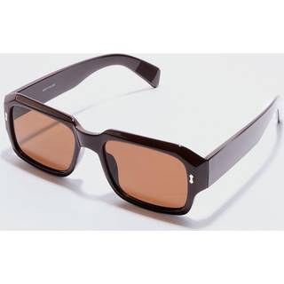 Mens Plastic Rectangle Sunglasses In Brown