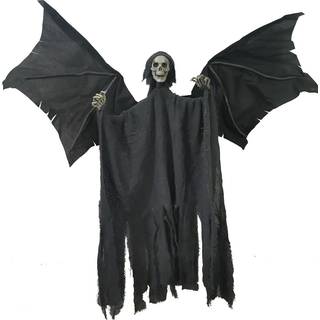 Grauer Grim Reaper mit Flügel 90cm