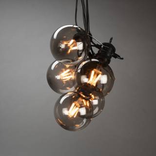 Konstsmide Lyssløjfe E27 med 10 røgfarvede LED-lamper, dimmer 24V/IP44 2393-830