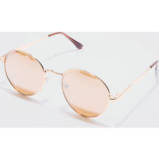 Mens Metal Round Sunglasses In Gold