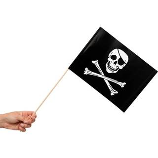 Pirat flag på pind 10 stk.