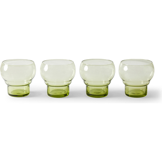 HKliving 70's Bulb glas 27 cl 4-pak Mint green