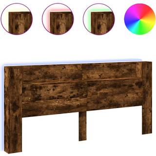 Sengegavl Med Opbevaring Og Led-Lys 180X16,5X103,5 Cm - Røget eg / 220 x 16.5 x 103.5 cm