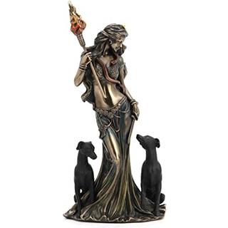 Veronese design 9 1/4 tommer h?j hecate gr?sk gudinde af magi med hendes hunde kolde st?bte bronzede harpiks skulptur Fantasy figur Home Decor Co