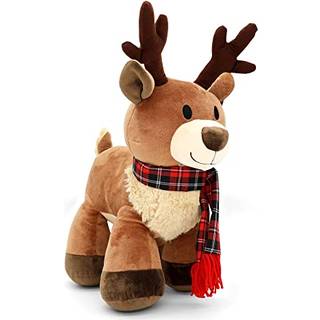 Plusible Plush Reindeer Fyldt dyr - Feriehjortfigurer med gevir legetøj til pige dreng baby og småbarn - juledekor?