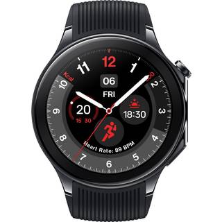 OnePlus Watch 2 Sort Stål, 32 GB, 100-timers batteri, Sundheds- og fitness-sporing, Safirkrystal-design, Dobbeltmotor, Wear OS af Google