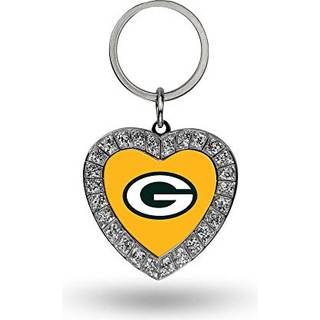 Rico Industries NFL Green Bay Packers Metal Rhinestone Heart Keychain 1.38 X 3- """" Unisex-Adult