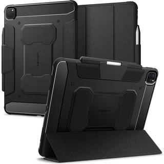 iPad Pro 13" (2024) Spigen Rugged Armor Pro Flip Cover m. Apple Pencil Holder - Sort