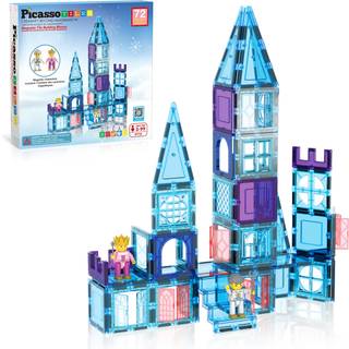 PicassoTiles 72 pc Ice Winter Theme Magnetic Tiles set