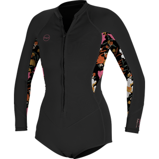 O'Neill Bahia 2/1mm Front Zip L/S Spring Våddragt - 04 - ih1 black/bluemchen/black