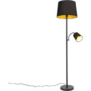Smart gulvlampe sort med guld inkl. Wifi A60 og E14 - Retro