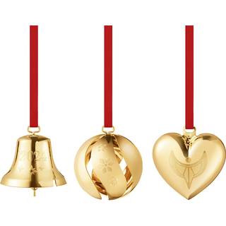 2024 Ornamentsæt, 3 stk., Georg Jensen, Messing belagt med 18 kt. guld