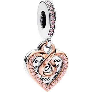 Pandora Two-tone Infinity Mum Heart Dangle Charm - Rose Gold